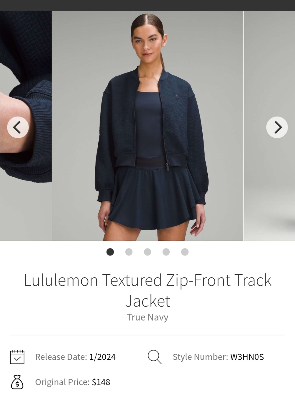 lululemon athletica True Navy Textured Bomber Jacket